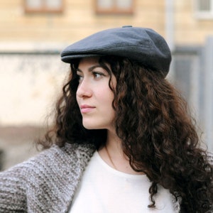 Gray newsboy hat Womens newsboy cap Mens wool hat Flat hat Flat cap Driving hat Driver cap Scally cap ivy cap Cabbie hat Handmade caps women