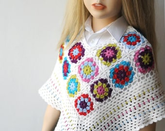 Toddler crochet capelet Granny square cape for baby girl Crochet wrap Toddler girl poncho Baby poncho Infant poncho Baby shower gift girl