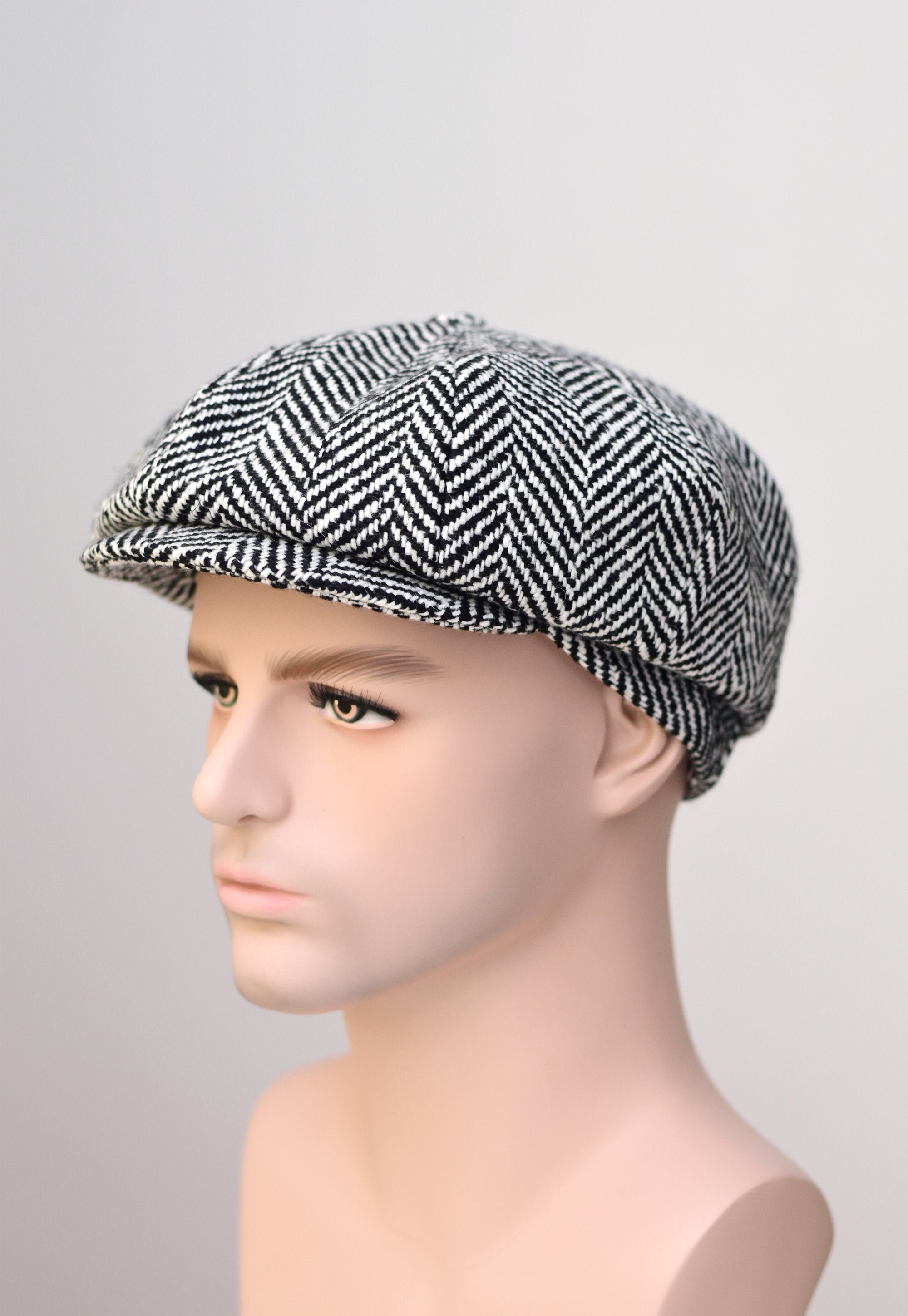 Unisex Newsboy Cap in Black and White 