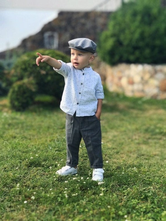 Boys grey trousers Baby pants Toddler boy pants Baby boy pants with pockets  Toddler grey pants Infant pants with zipper Ring bearer outfit