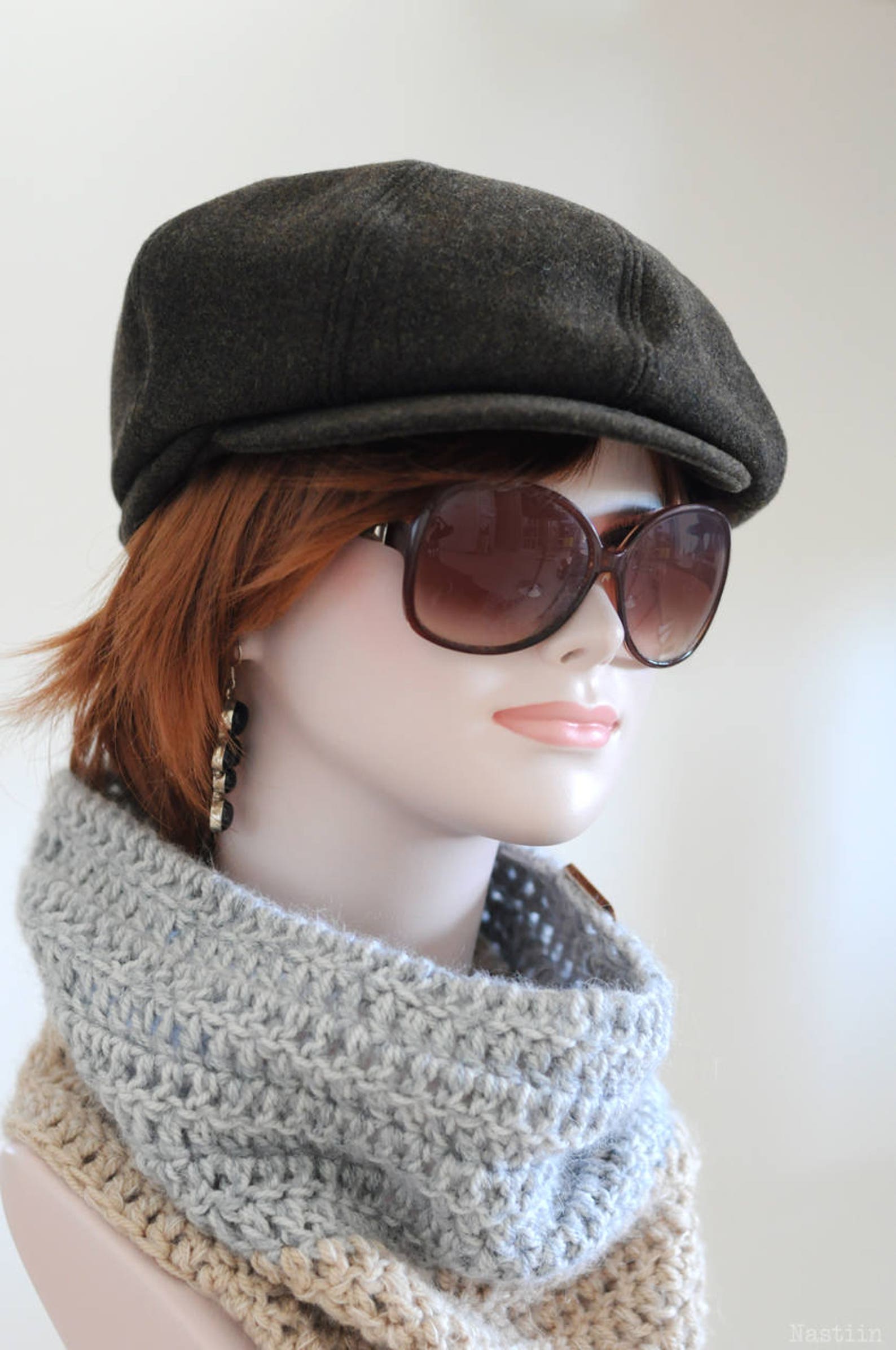 Khaki Newsboy Hat Wool Newsboy Cap Womens Paperboy Hat Mens Etsy