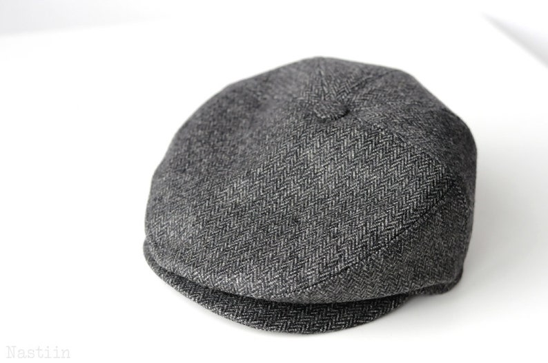 News Paper Boy Hat in Grey Herringbone Wool Unisex Charcoal - Etsy