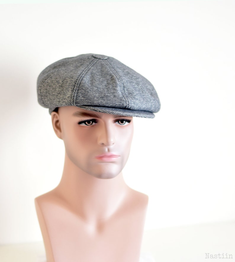 Woolen newsboy hat blueish gray Newspaper boy cap Mens newsboy hat Cabbie hat Flat cap Driver cap Grey hat Women wool hat Ivy cap Scally cap image 1