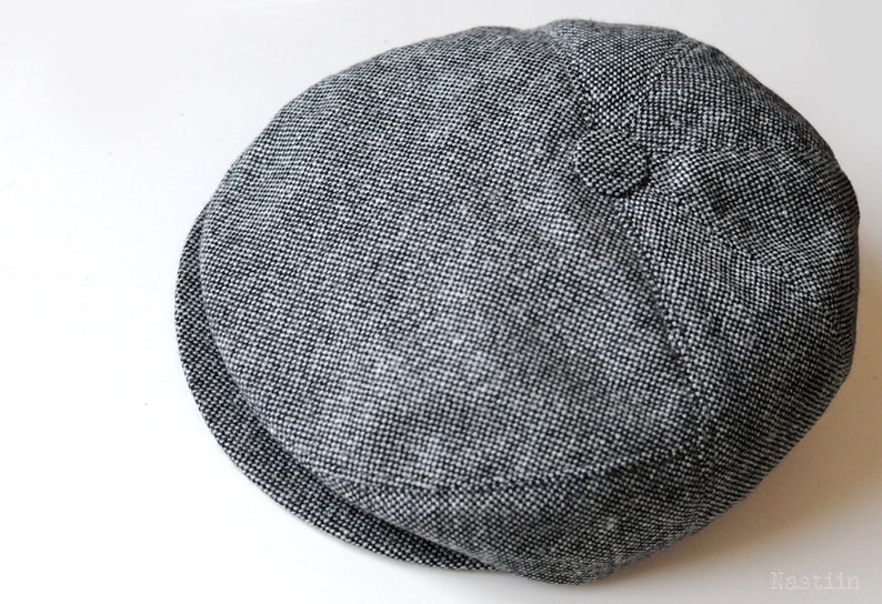 Tweed newsboy hat Grey wool hat Driver cap Mens newsboy cap Womens newsboy cap Peaky Blinders hat gray Cabbie hat Flat cap Newspaper boy hat image 9