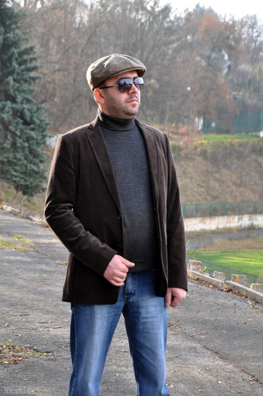 Brown Page Boy Hat Mens Newsboy Hat Unisex Tweed Cap Womens Newsboy Cap