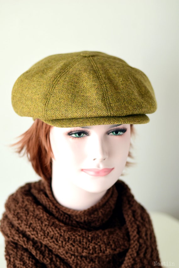 Herringbone Pattern Driving Cap afte Gatsby