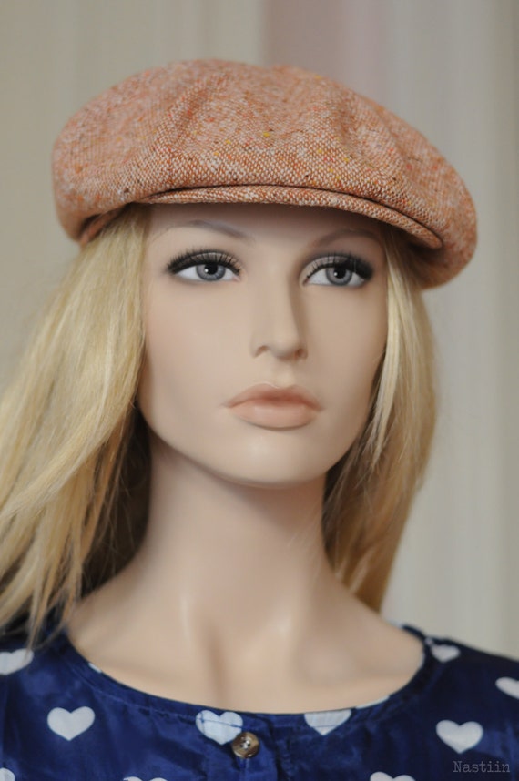 orange newsboy cap
