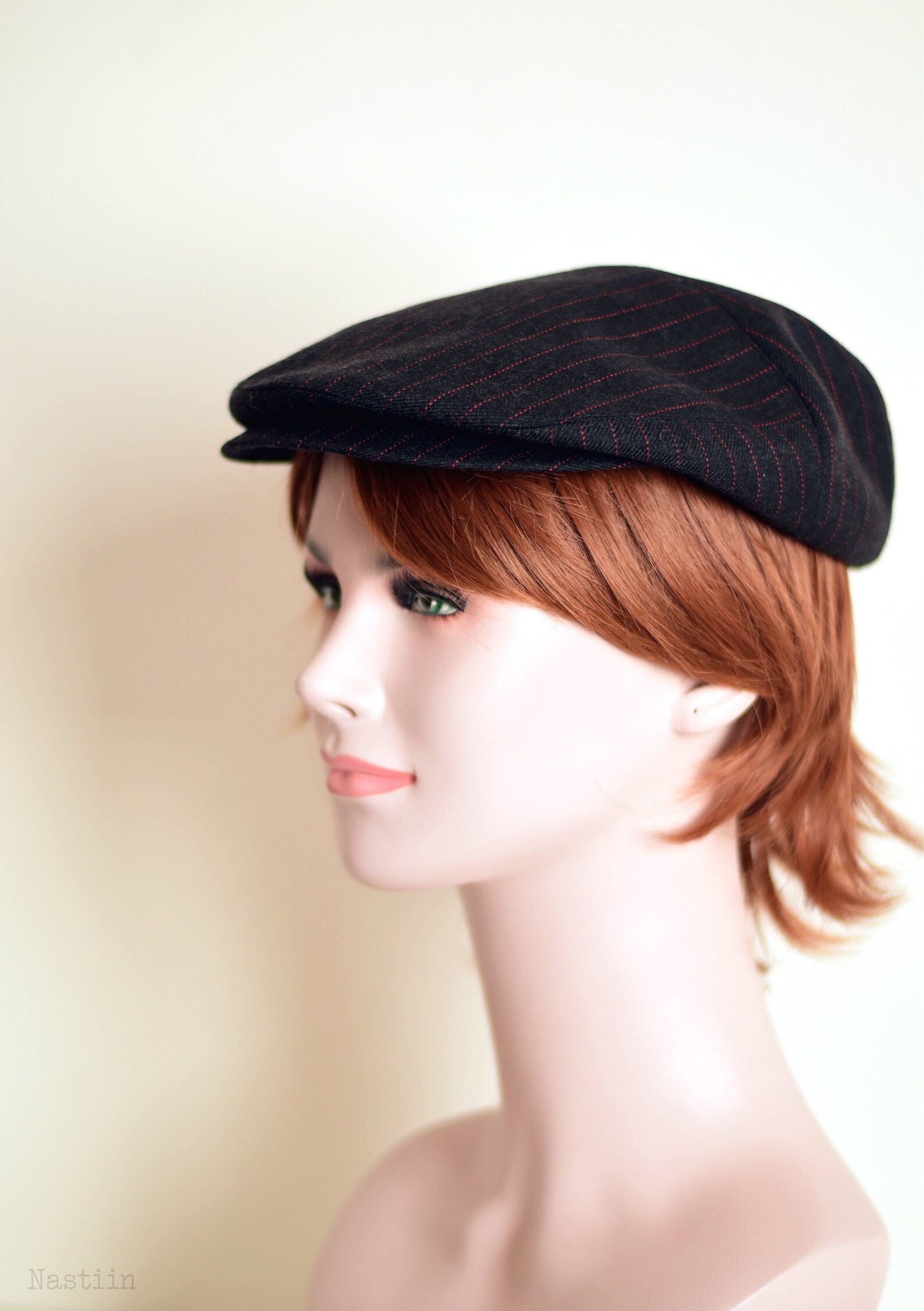 Black and Red Newsboy Hat for Women Light Flat Hat for Almost Etsy