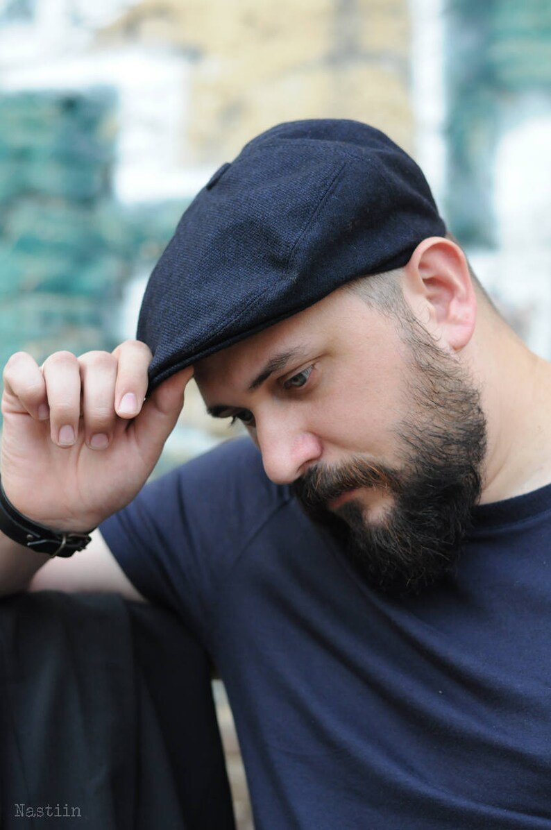 Navy blue wool hat Blue newsboy cap Mens newsboy hat Navy Etsy