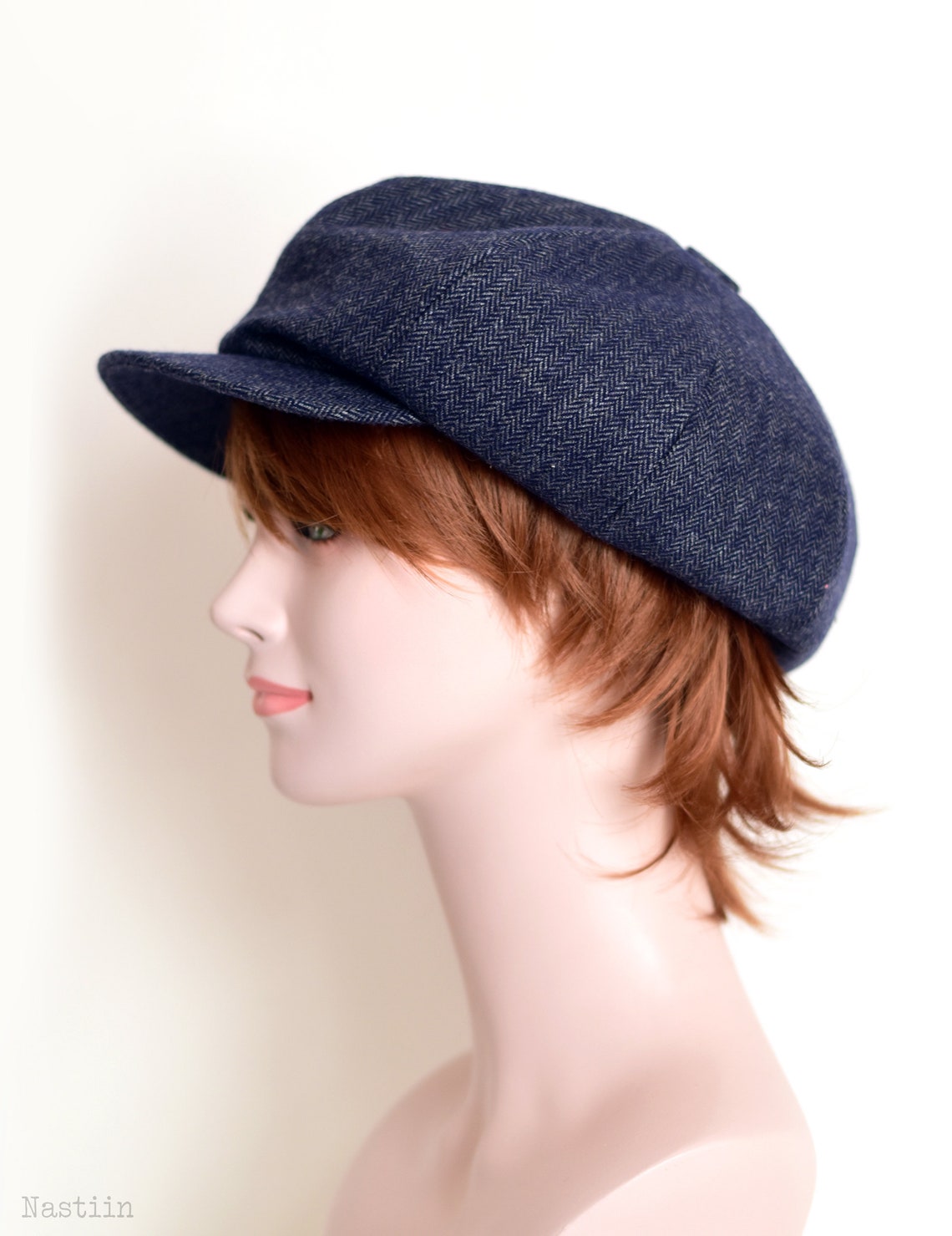 Blue wool newsboy hat oversized cap poor boy cap for men and Etsy