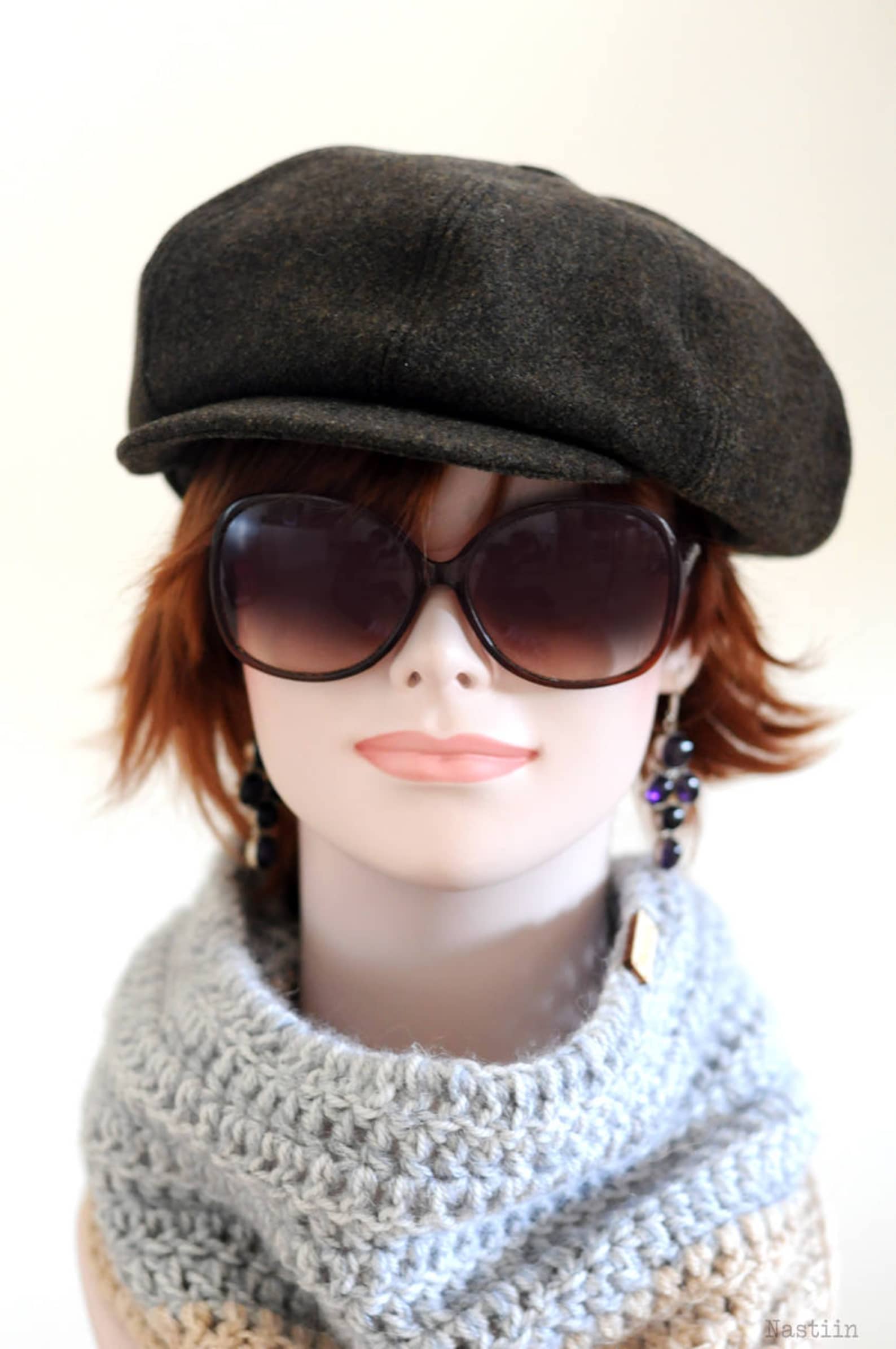 Khaki Newsboy Hat Wool Newsboy Cap Womens Paperboy Hat Mens Etsy