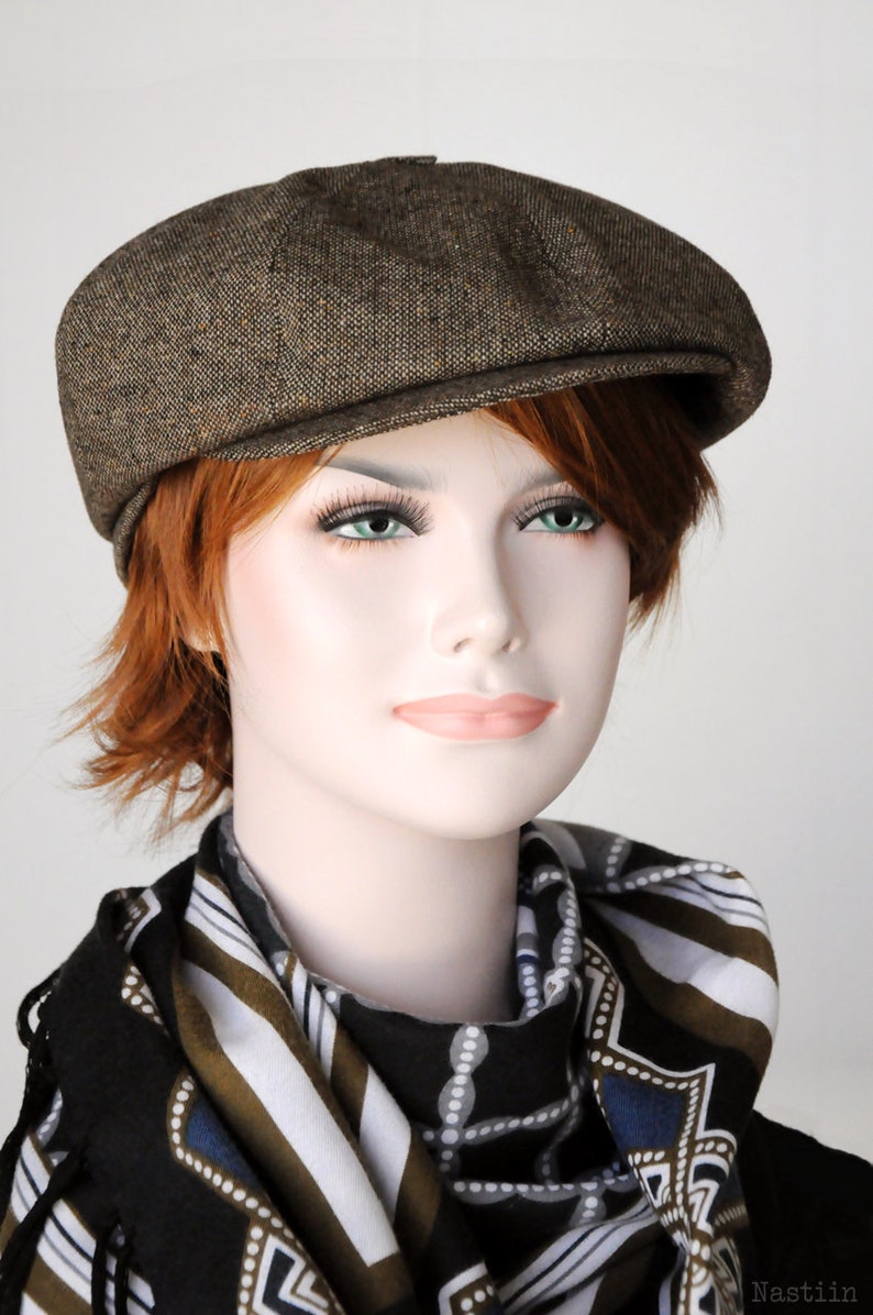 Tan newsboy hat Mens newsboy hat Brown tweed cap Womens newsboy cap Cabbie hat Womens wool hat Derby hat Gatsby cap Brown hat newsie hat