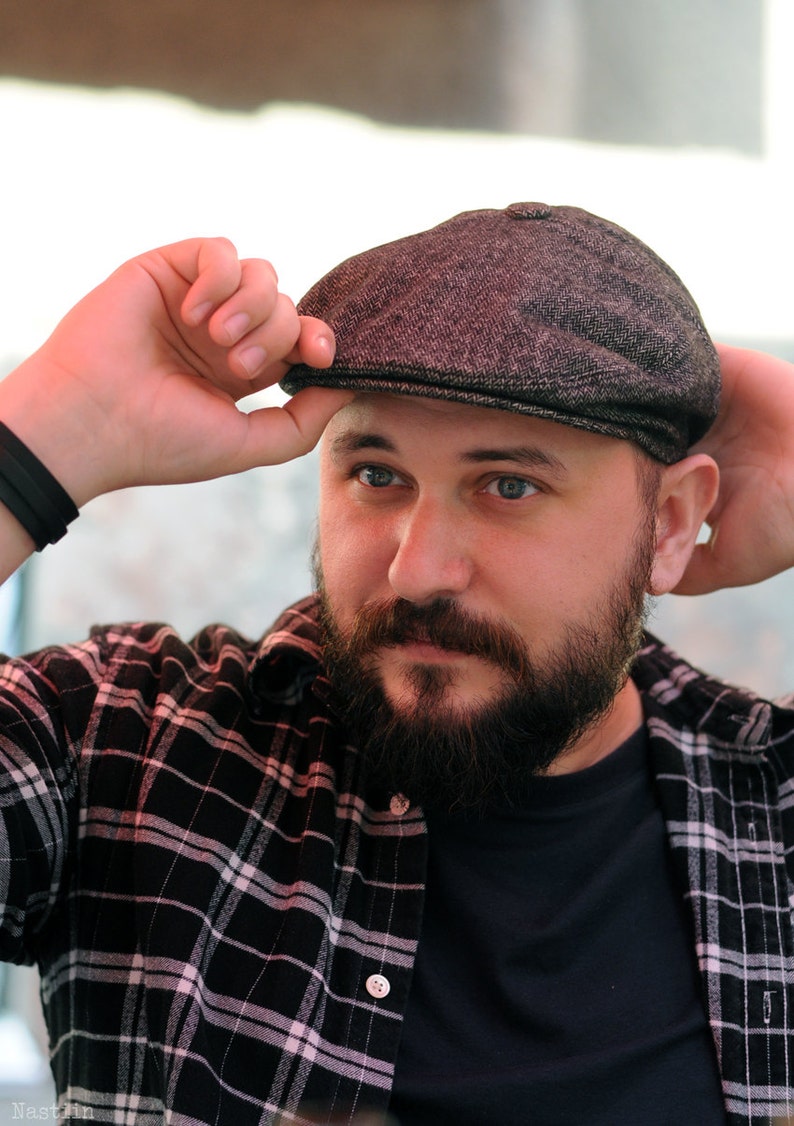 mens herringbone flat cap