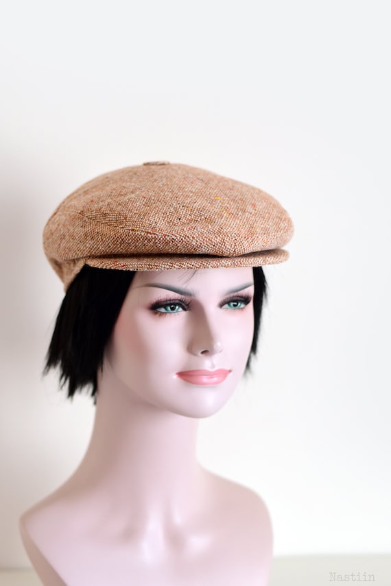 orange newsboy cap