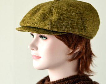 Mustard herringbone hat Mens newsboy cap Peaky Blinders hat Tommy Shelby cap Gatsby hat Women newsboy hat Baker boy hat newsie 8-panel cap