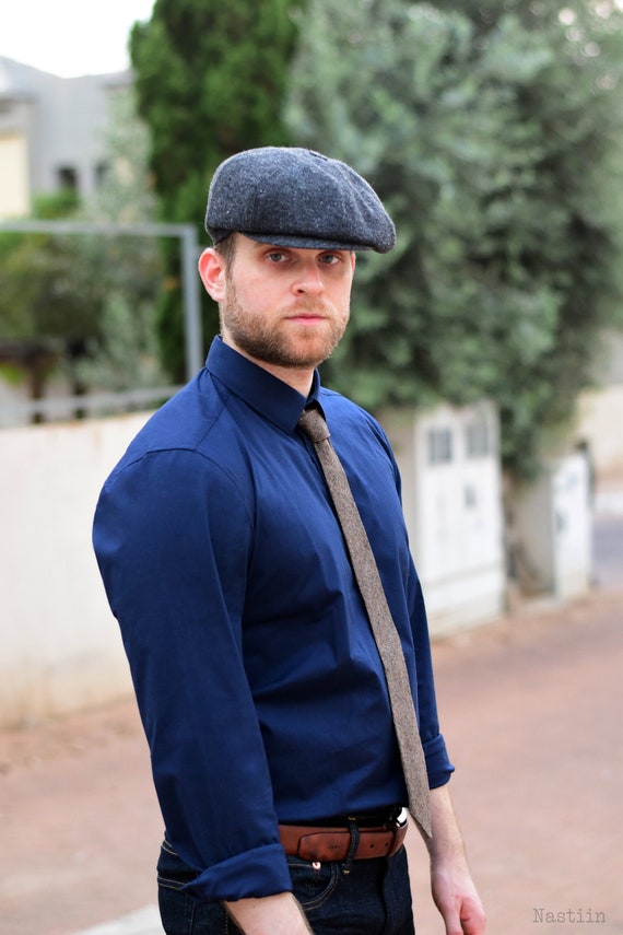 Charcoal Newsboy Hat, Mens Newsboy Cap, Peaky Blinders Hat, Autumn