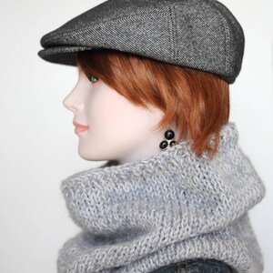 Grey wool newsboy hat Mens newsboy cap Womens newsboy hat Grey driving cap Peaky Blinders hat Cabbie hat Derby hat women Flat cap Scally cap image 6