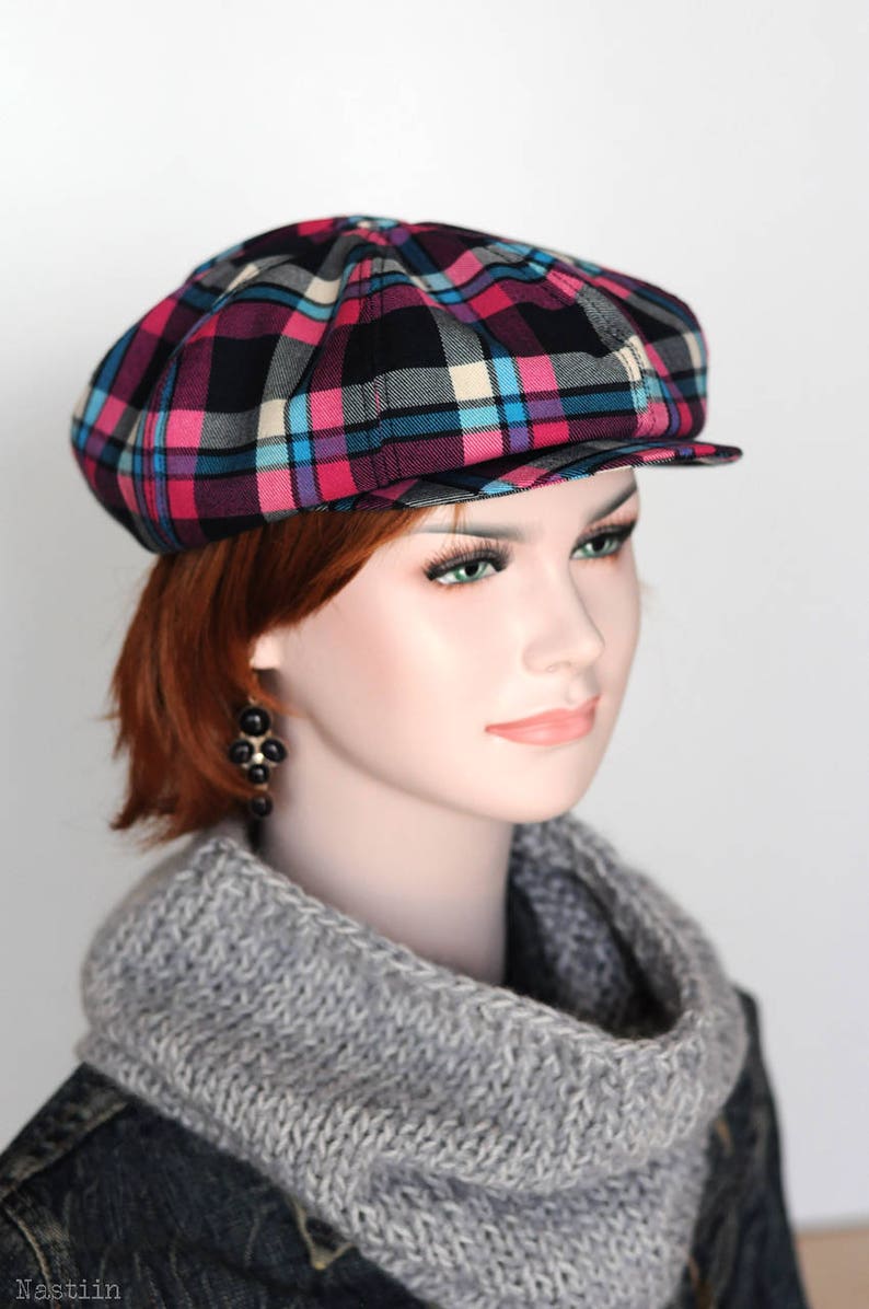 Tartan Newsboy Cap Plaid Newsboy Cap Navy and Pink Tartan Hat - Etsy Canada