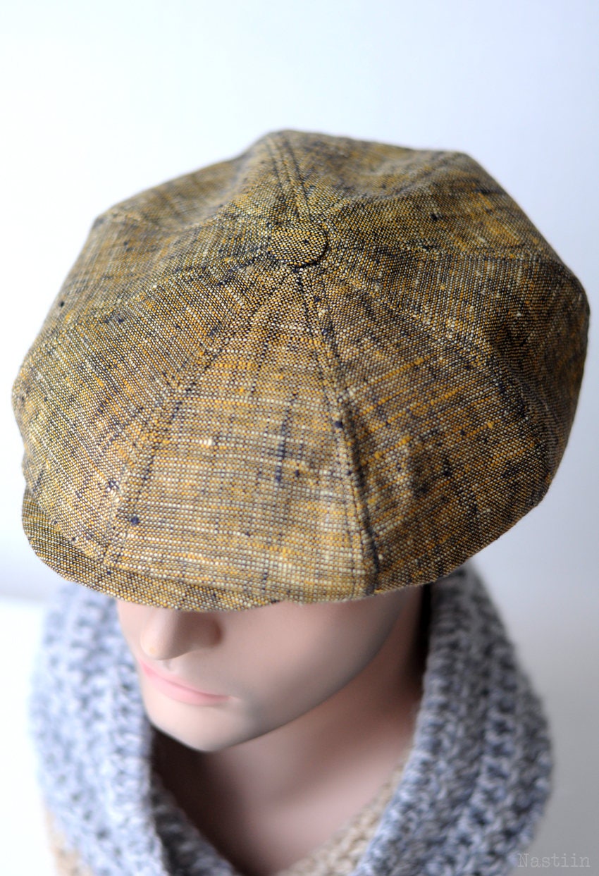 Yellow newsboy cap Mens newsboy cap Linen cap Womens newsboy | Etsy
