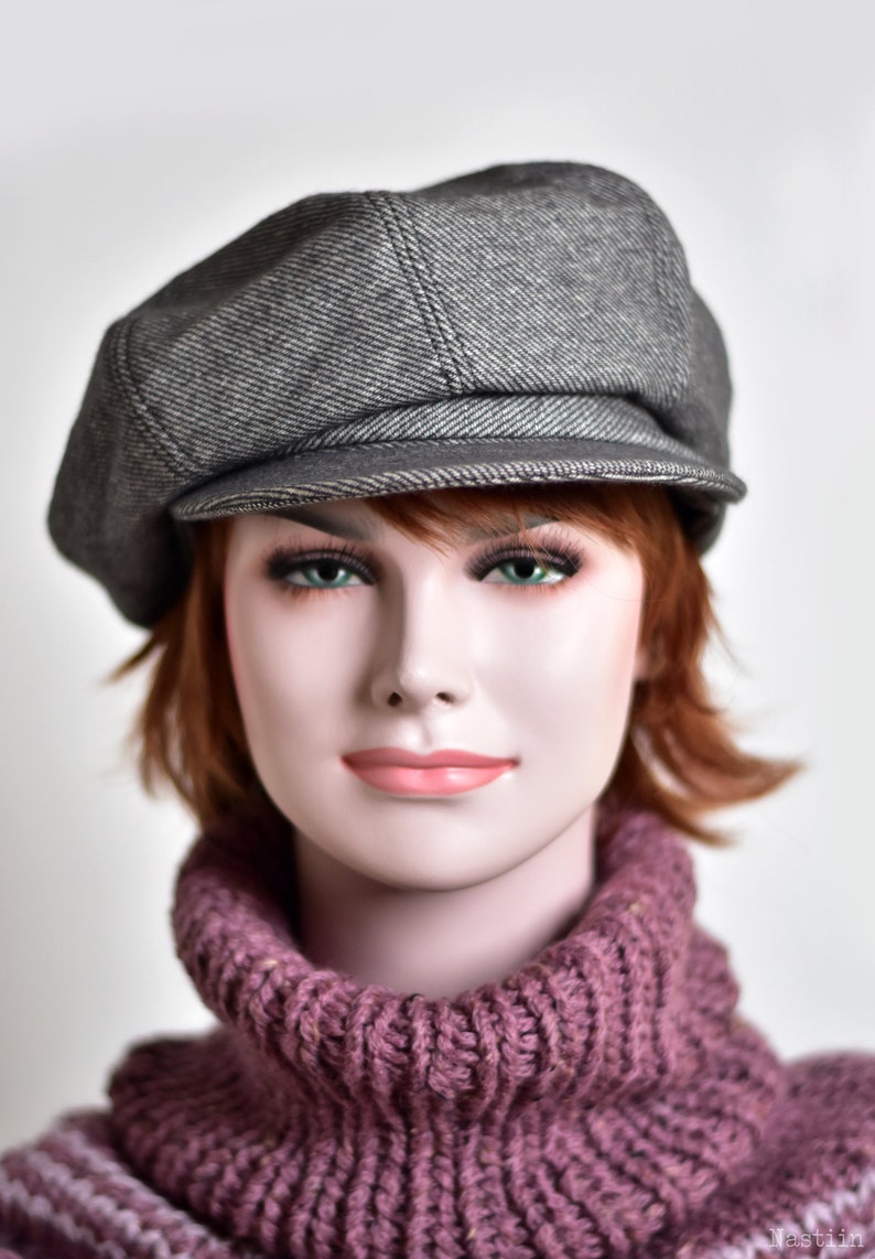 Womens Newsboy Hat Blueish Gray Newspaper Boy Cap Mens Newsboy Etsy