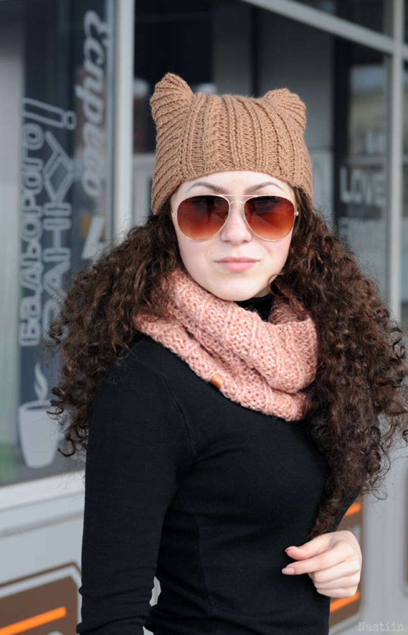 Red hat with cat ears Beanie hat red Knit cat hat Knit cat beanie Hand knit hat with ears Cat woman hat Christmas gift hat