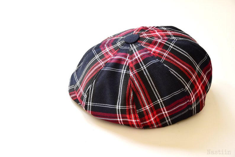 Tartan Newsboy Cap Navy and Red Hat Toddler Boy Cap Baby Boy Etsy
