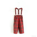 Boys tartan trousers with suspenders in red and green tartan, red tartan plaid pants with braces, kids Christmas outfit, any size available product logo