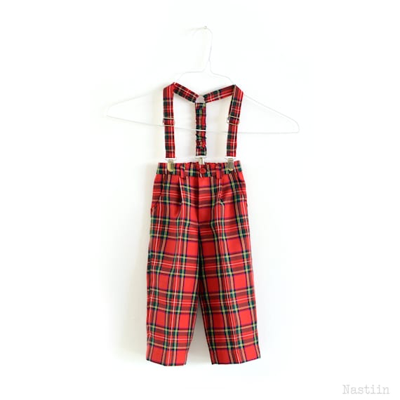 Boys red tartan trousers discount