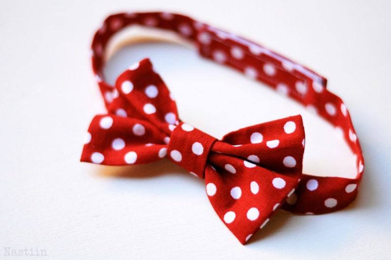 White and red polka dot bow tie Infant bow tie for toddler Etsy