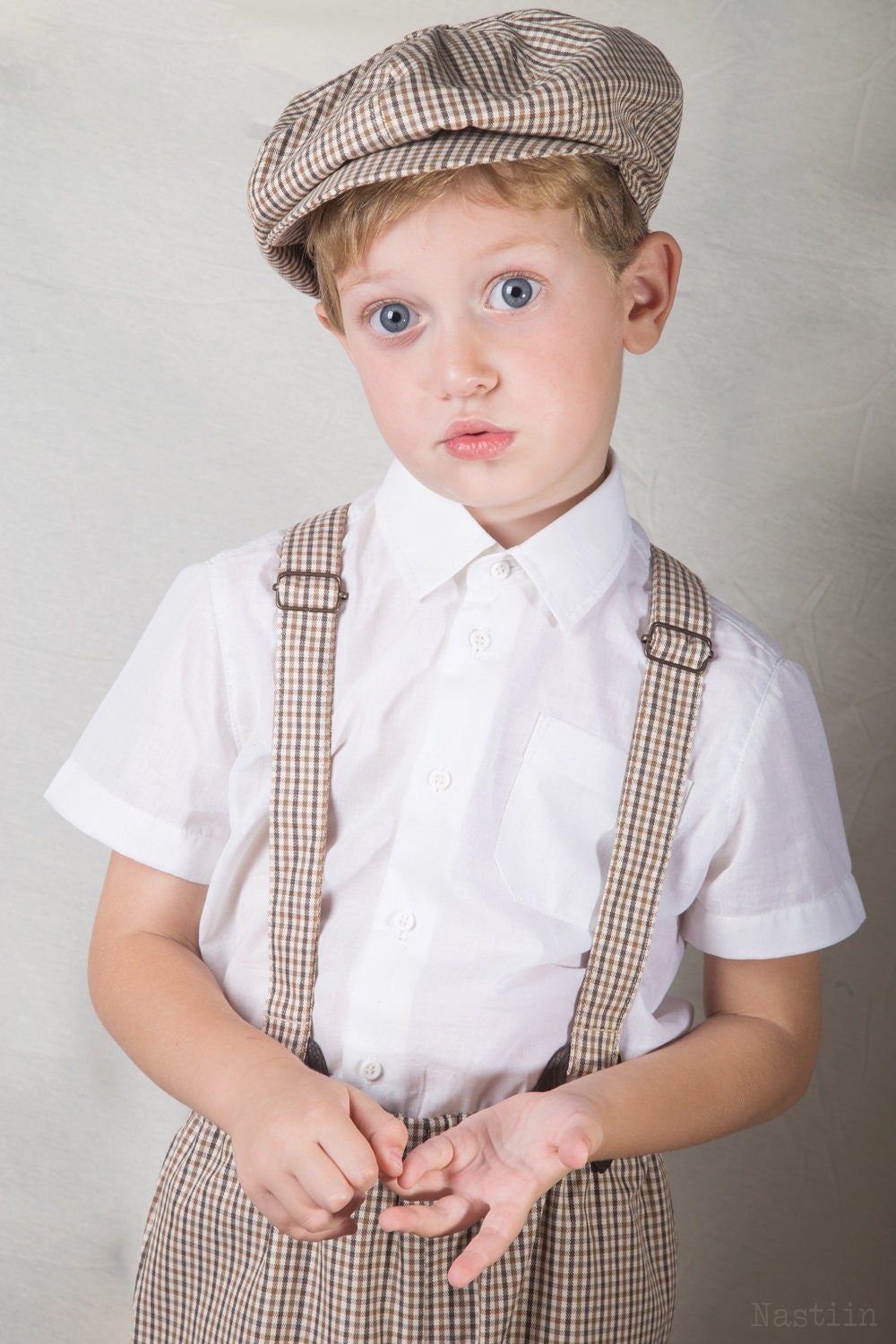Toddler Boy Outfit Beige Baby Boy Newsboy Hat Tartan Bow Tie | Etsy