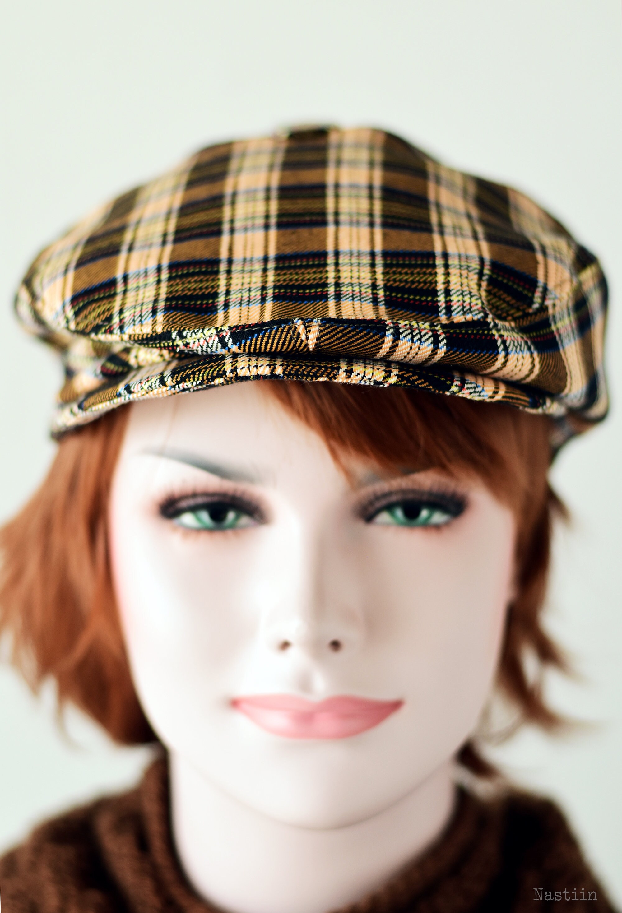 Brown Tartan Newsboy Hat Mens Newsboy Cap Plaid Flat Cap Etsy UK