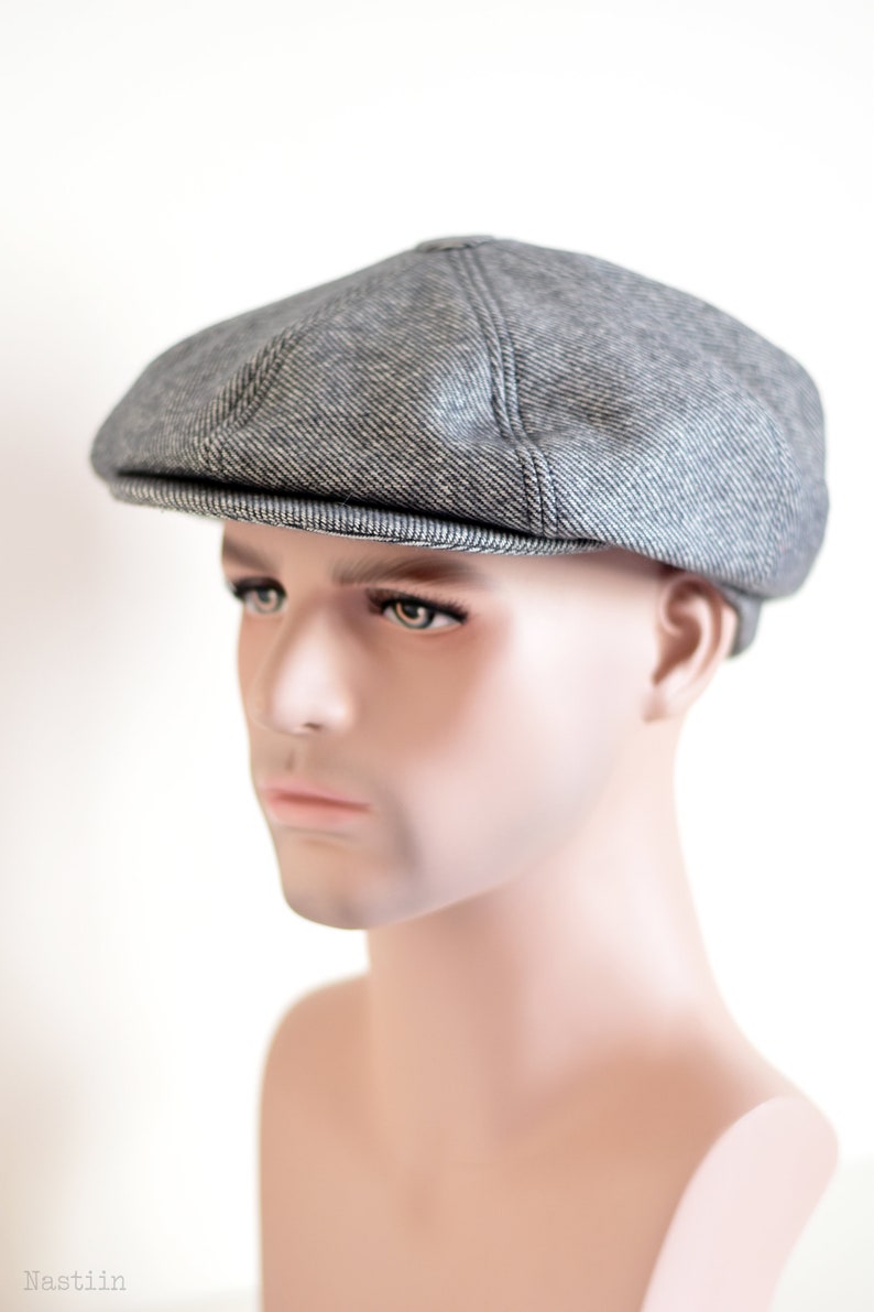 Woolen newsboy hat blueish gray Newspaper boy cap Mens newsboy hat Cabbie hat Flat cap Driver cap Grey hat Women wool hat Ivy cap Scally cap image 3