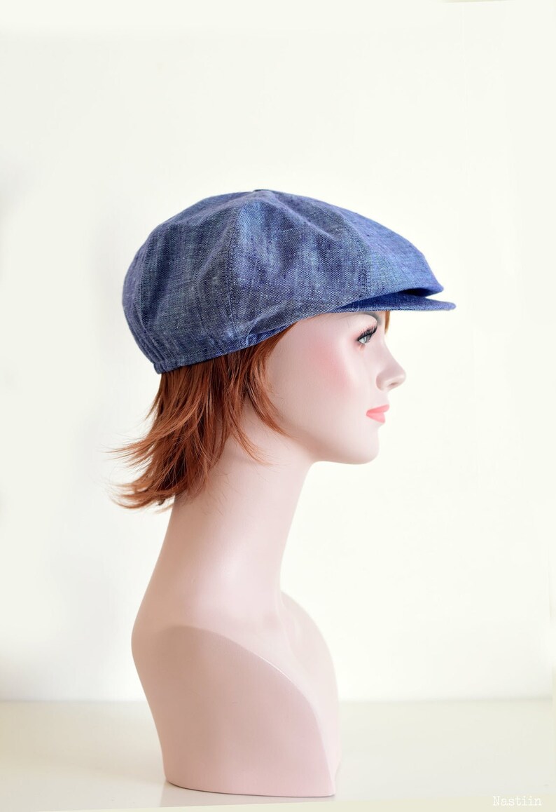 Linen newsboy cap in green unisex summer hat with visor for Etsy
