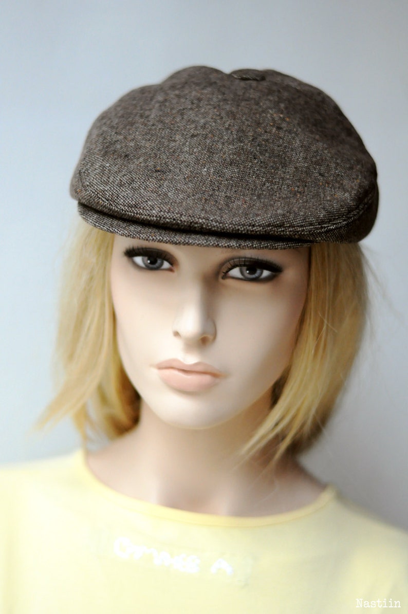 Unisex Newsboy Hat in Brown Tweed Tan Flat Cap for Women and Etsy