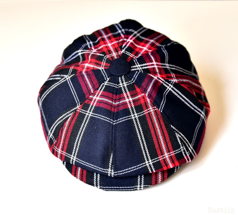 Tartan Newsboy Cap Navy and Red Hat Toddler Boy Cap Baby Boy Etsy