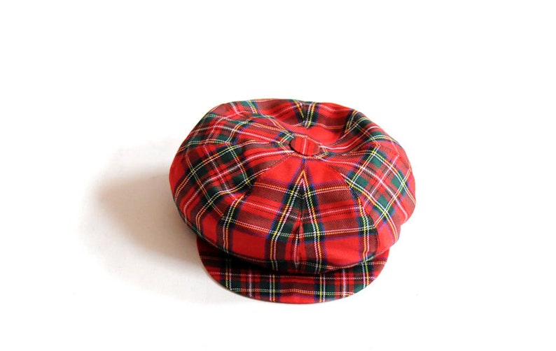 Tartan Newsboy Cap Navy and Red Hat Toddler Boy Cap Baby Boy Etsy