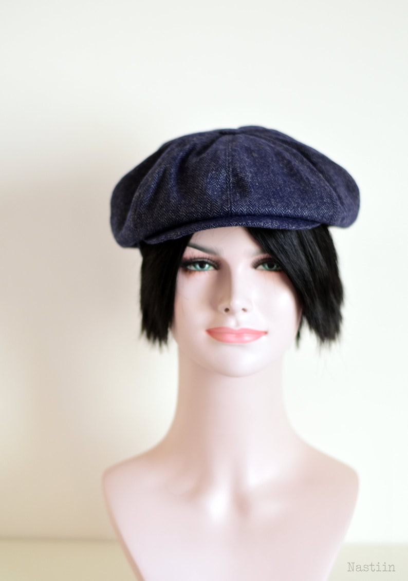 Navy herringbone hat Womens newsboy cap Mens newsboy hat Etsy