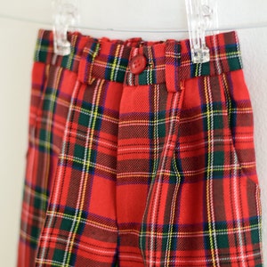 Boys tartan trousers with suspenders in red and green tartan, red tartan plaid pants with braces, kids Christmas outfit, any size available image 4