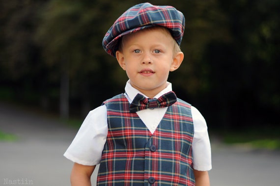 Boys blue tartan outfit Toddler boy 