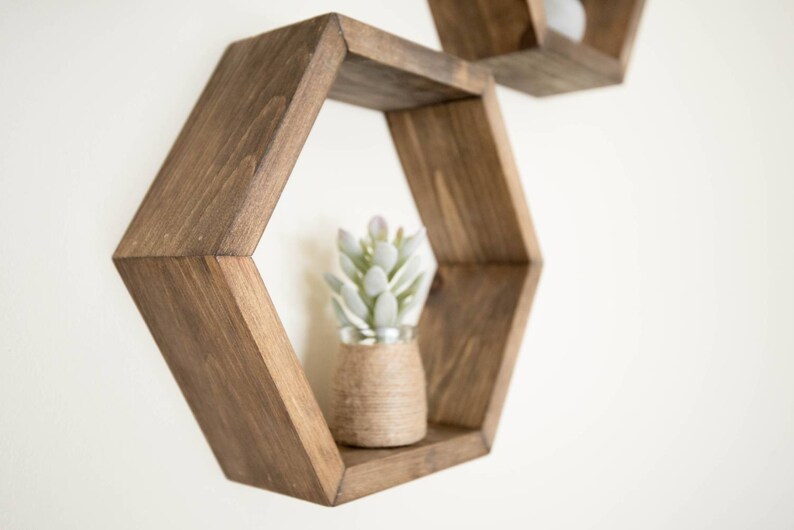 Hexagon Shelf Set of 3 Shelves Floating Shelves Etsy Canada