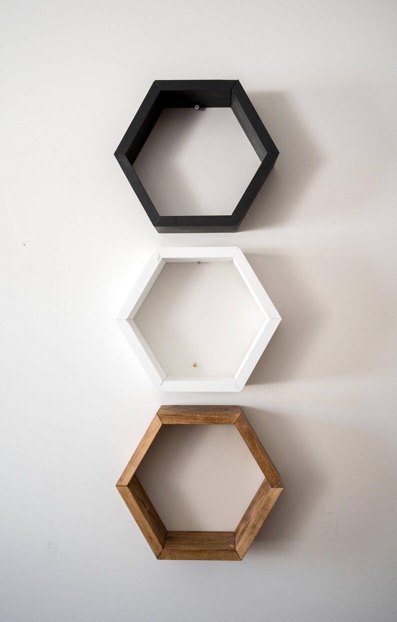 Hexagon Shelf Set of 3 Shelves Floating Shelves Etsy Canada