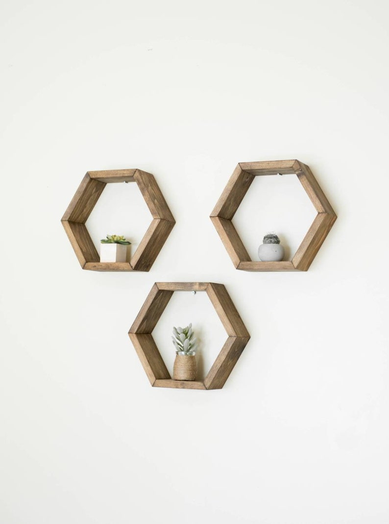 Hexagon Shelf Set of 3 Shelves Floating Shelves Etsy Canada