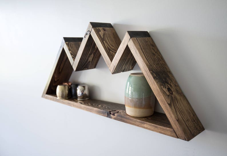 Wood Mountain Shelf Geometric Wall Decor Geometric Nursery Etsy