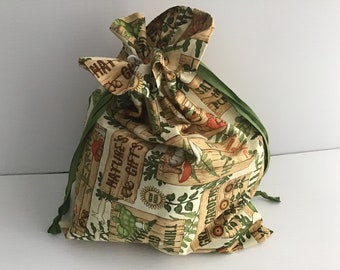 Large project/vegetable bag in market themed print