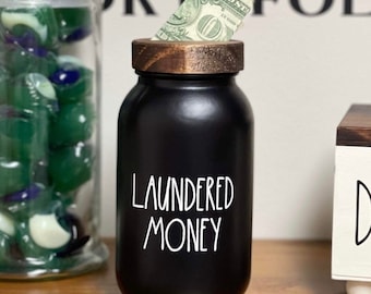 Laundry Room Bank | Funny Laundered Money Holder | Cream or Matte Black | Laundry Room Decor | Pairs well with Rae Dunn