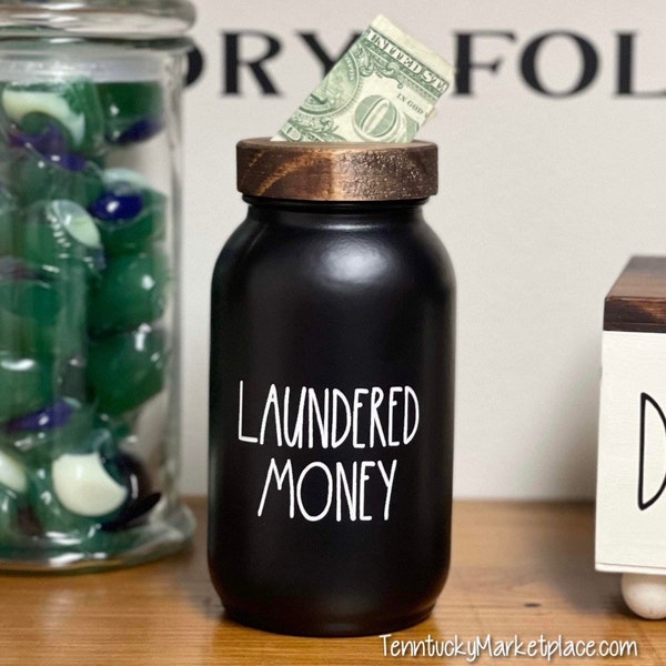 Laundry Room Bank | Funny Laundered Money Holder | Cream or Matte Black | Laundry Room Decor | Pairs well with Rae Dunn