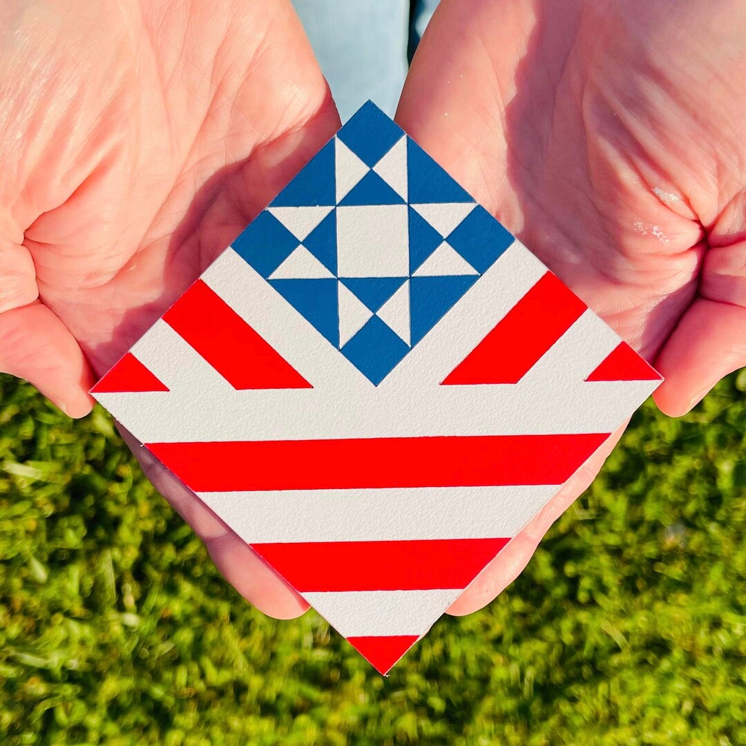 American Flag MINI BARN QUILT Red, White and Blue 3.5 Mini Hand Painted