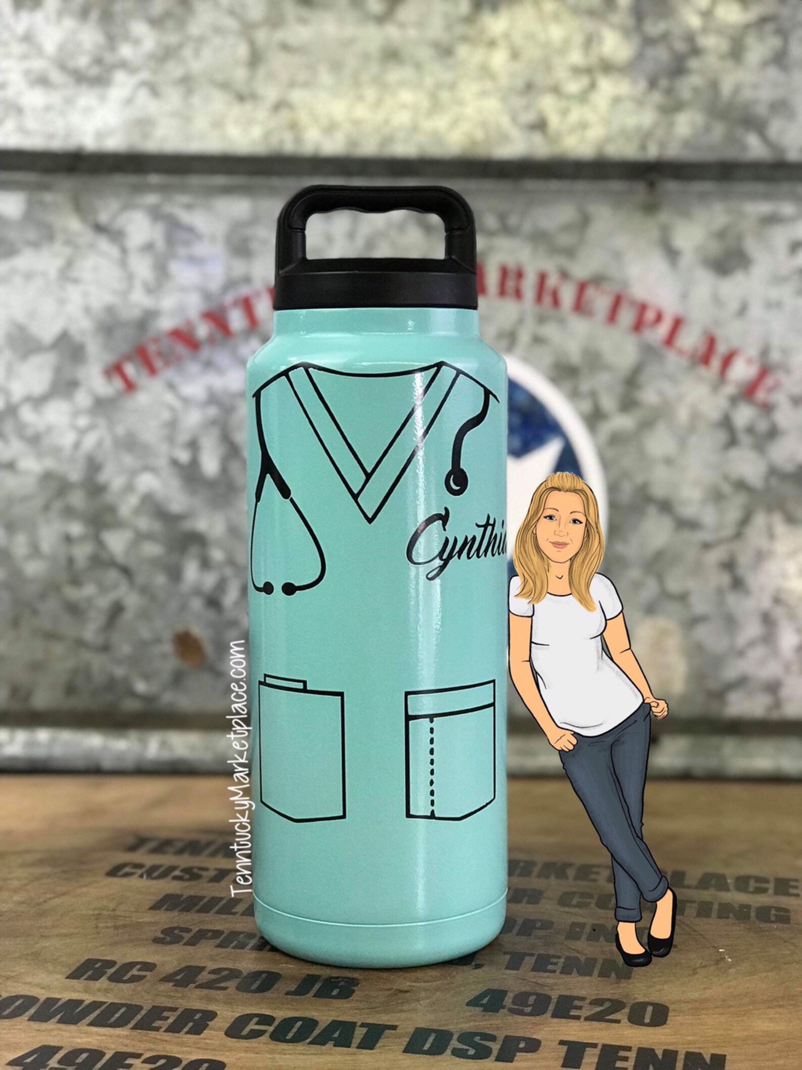 Scrubs 36oz bottle Great on the go Scrubs Tumbler Nurse Etsy