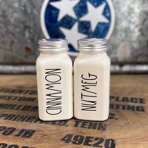 CINNAMON and NUTMEG Coffee Bar Accessory | Cocoa Bar Shakers | Pairs well with Rae Dunn, Powder Coated,, NO stickers or decals