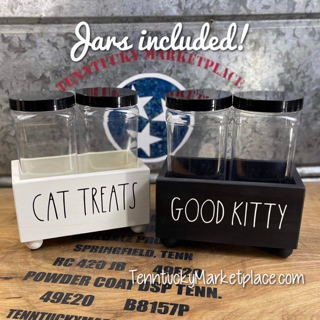 Personalized Cat Treat Box Includes Two 40 Oz Plastic Etsy